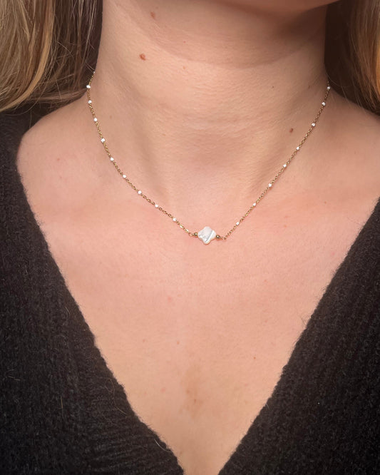 Collier trèfle blanc en nacre Acier inoxydable TREFLE