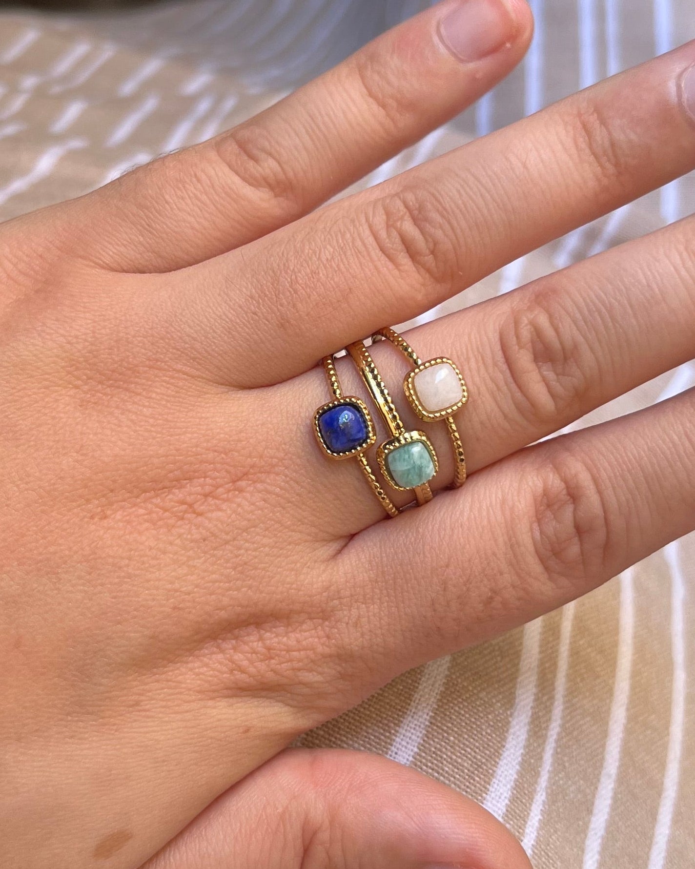 Bague trio pierres naturelles HALLY