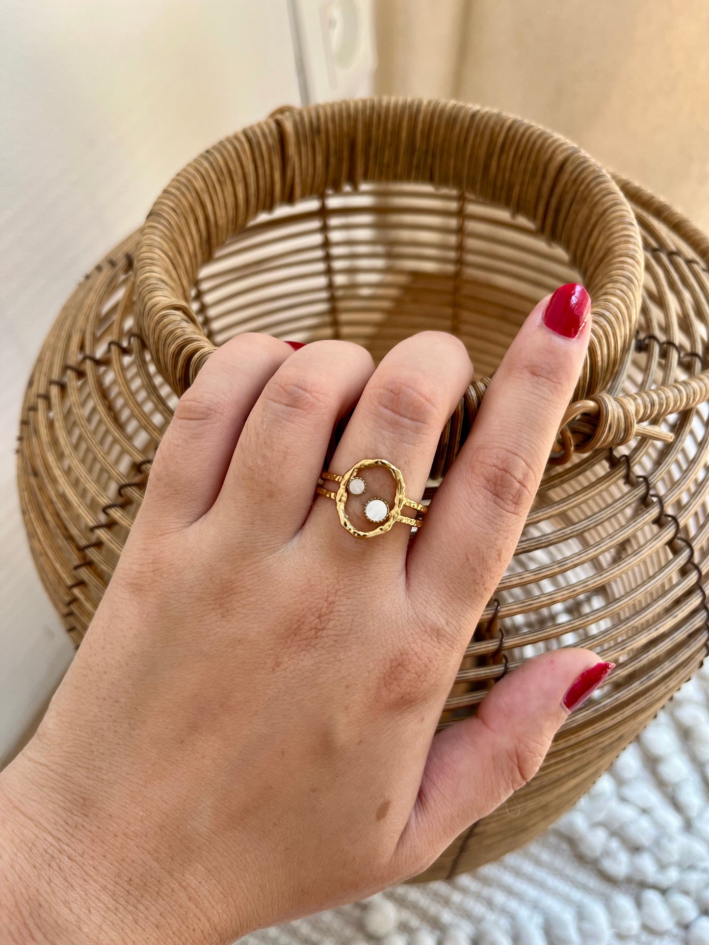 Bague double avec pierre naturelle ZELIE