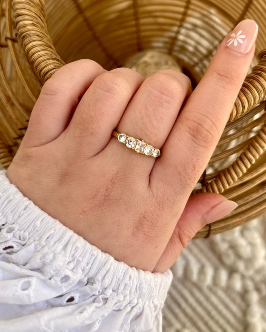 Bague dorée multistrass en acier inoxydable ELOISE