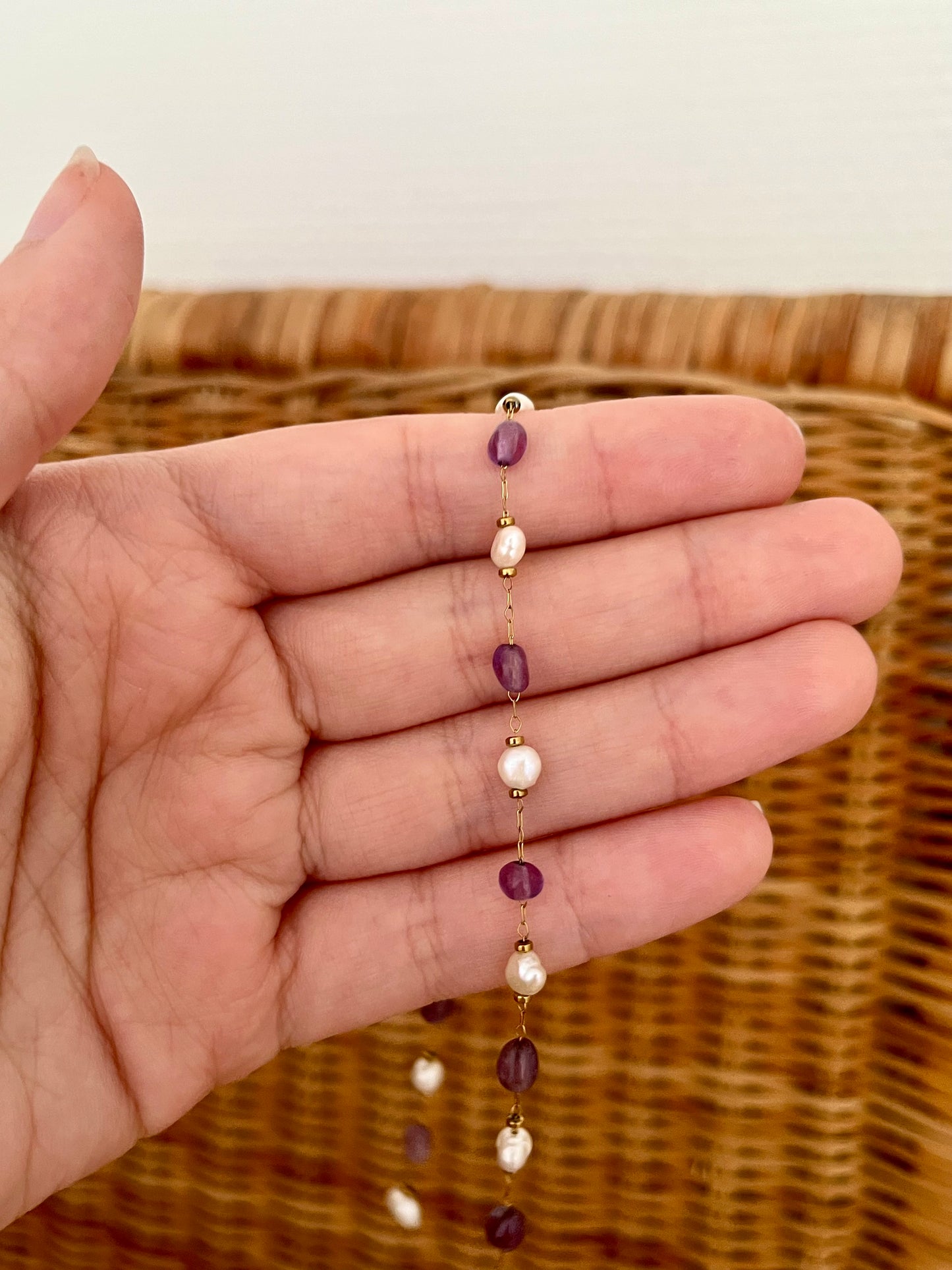 Collier perles d'eau douce et pierres naturelles ARIEL