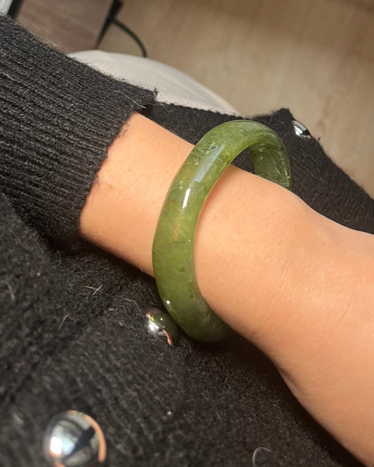 Jonc rond en résine kaki MANA