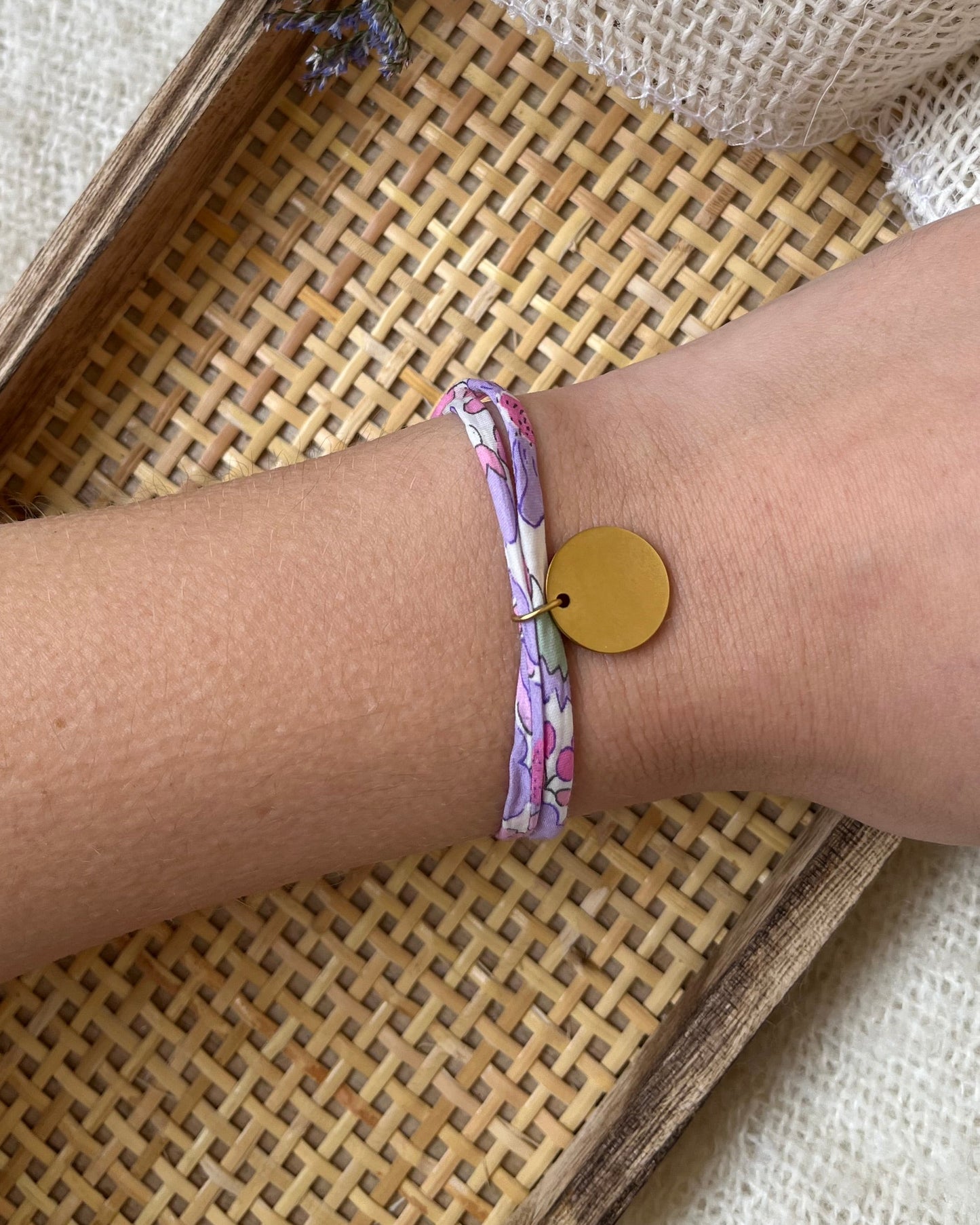 Bracelet liberty personnalisé tissu avec breloque