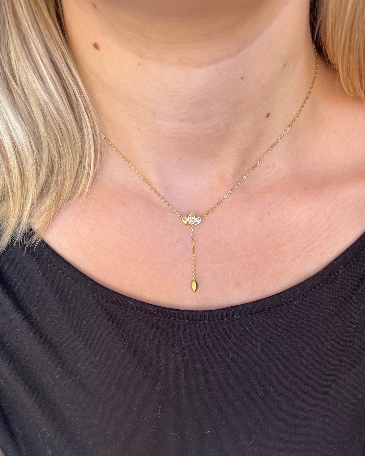 Collier en Y avec strass élégant PAMPA