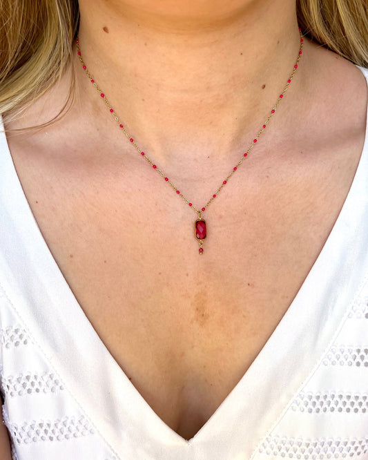 Collier cristal et pierre CLAIRE
