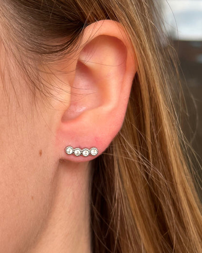 Puces d'oreilles 4 strass argentés en acier inoxydable MIZA