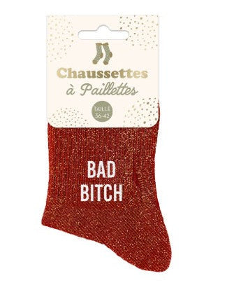 Chaussettes à paillettes Bad Bitch