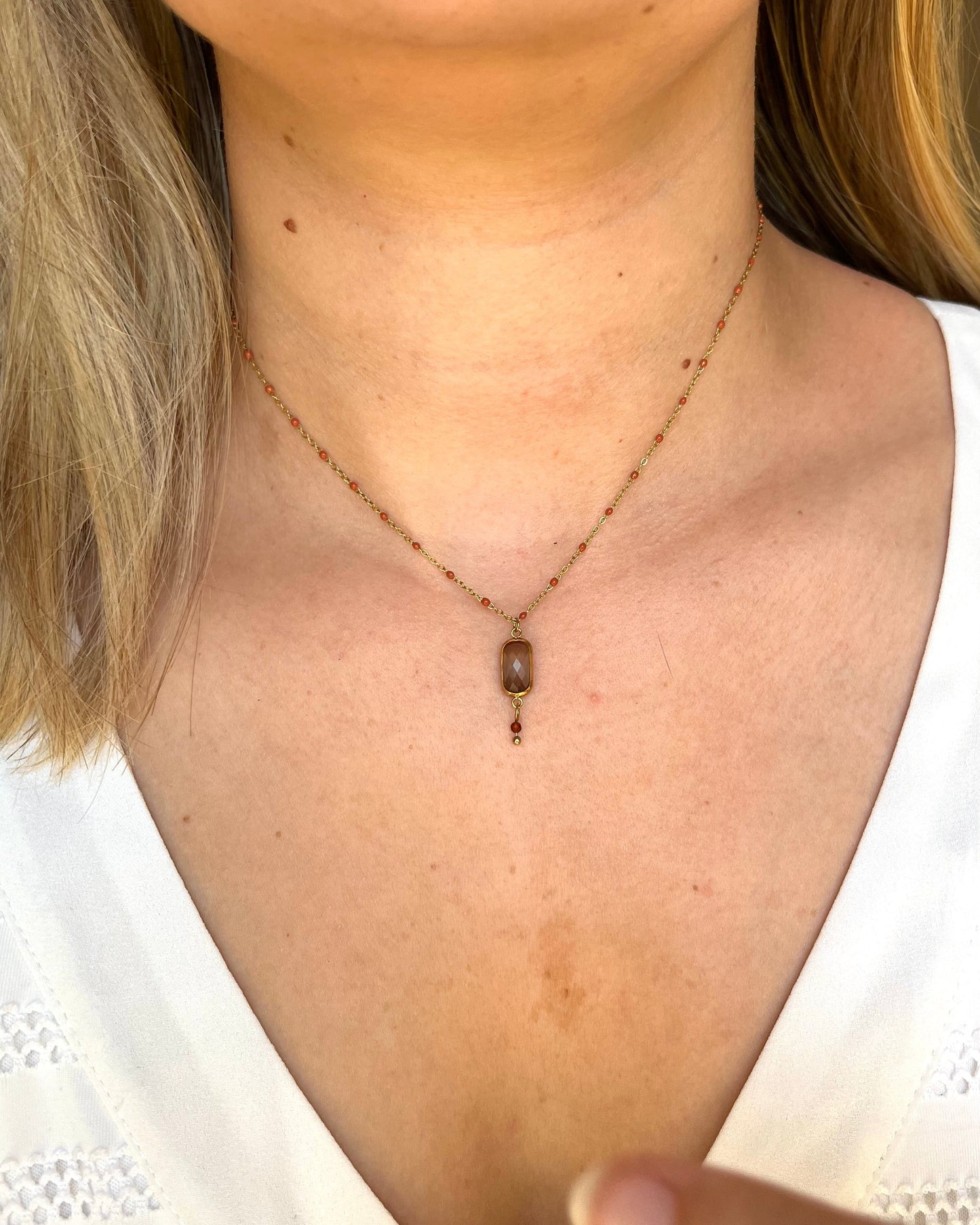 Collier cristal et pierre CLAIRE
