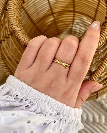 Bague anneaux entrelacés avec strass SOPHIE