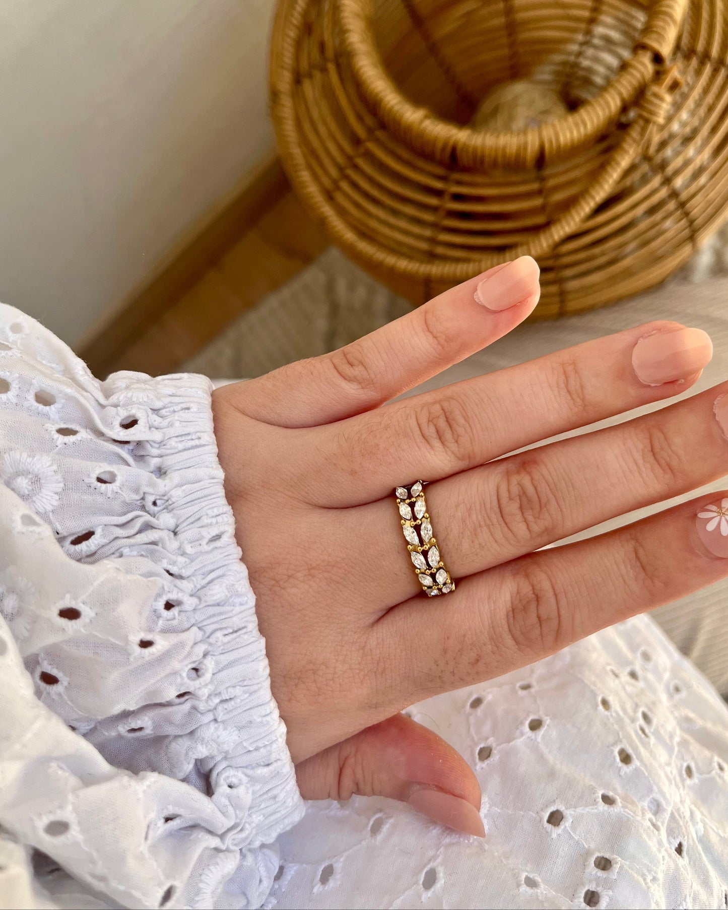 Bague dorée épi de blé strass VIOLET