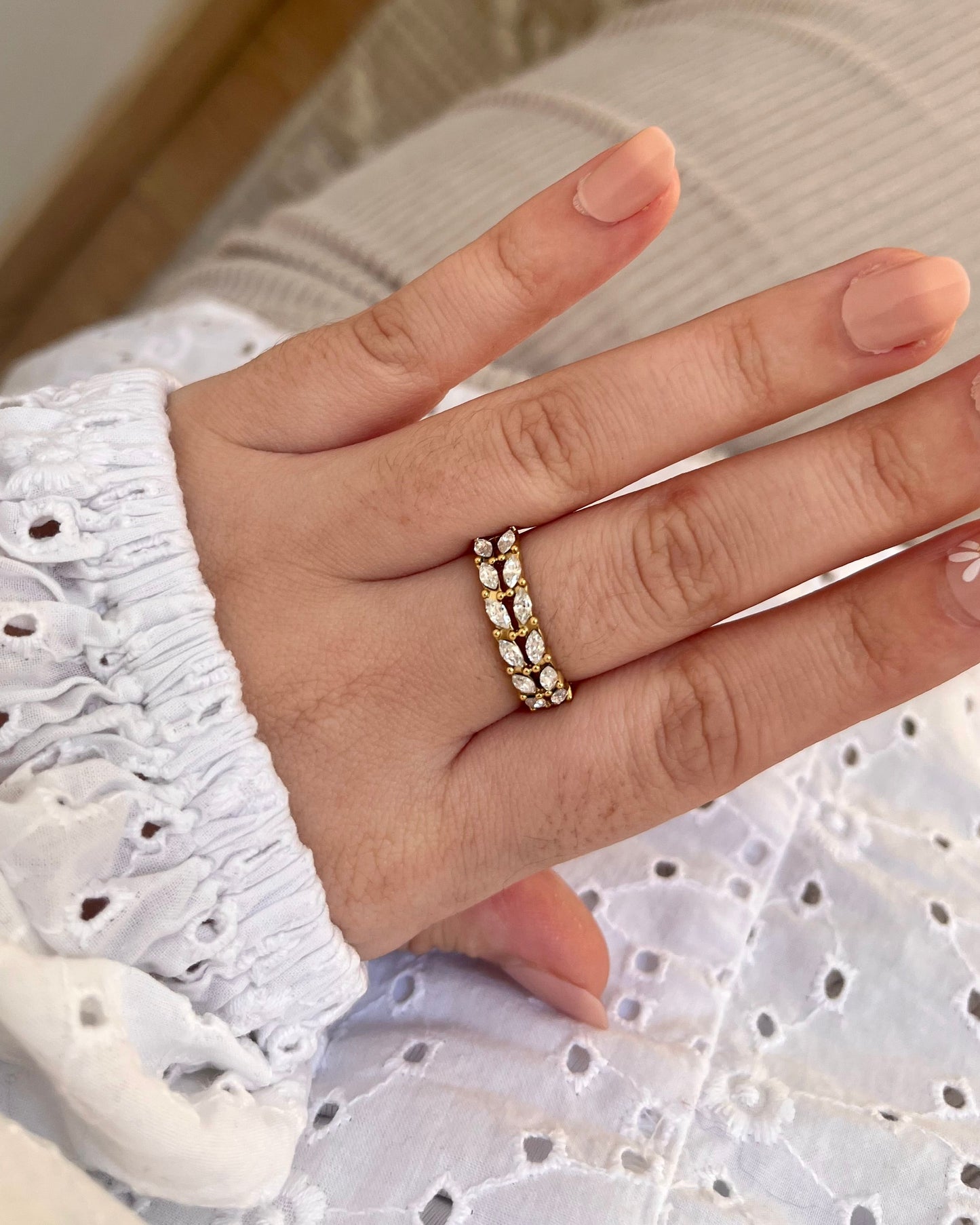 Bague dorée épi de blé strass VIOLET