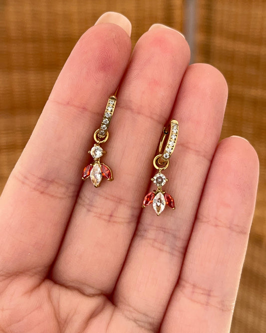 Boucles d'oreilles pendentif feuillage coloré KATARINA