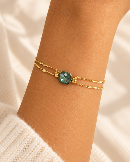 Précommande Bracelet double avec cristal de Swarovski CLARISSE