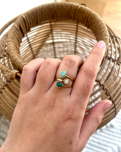 Bague élégante 3 pierres naturelles GEMMYO