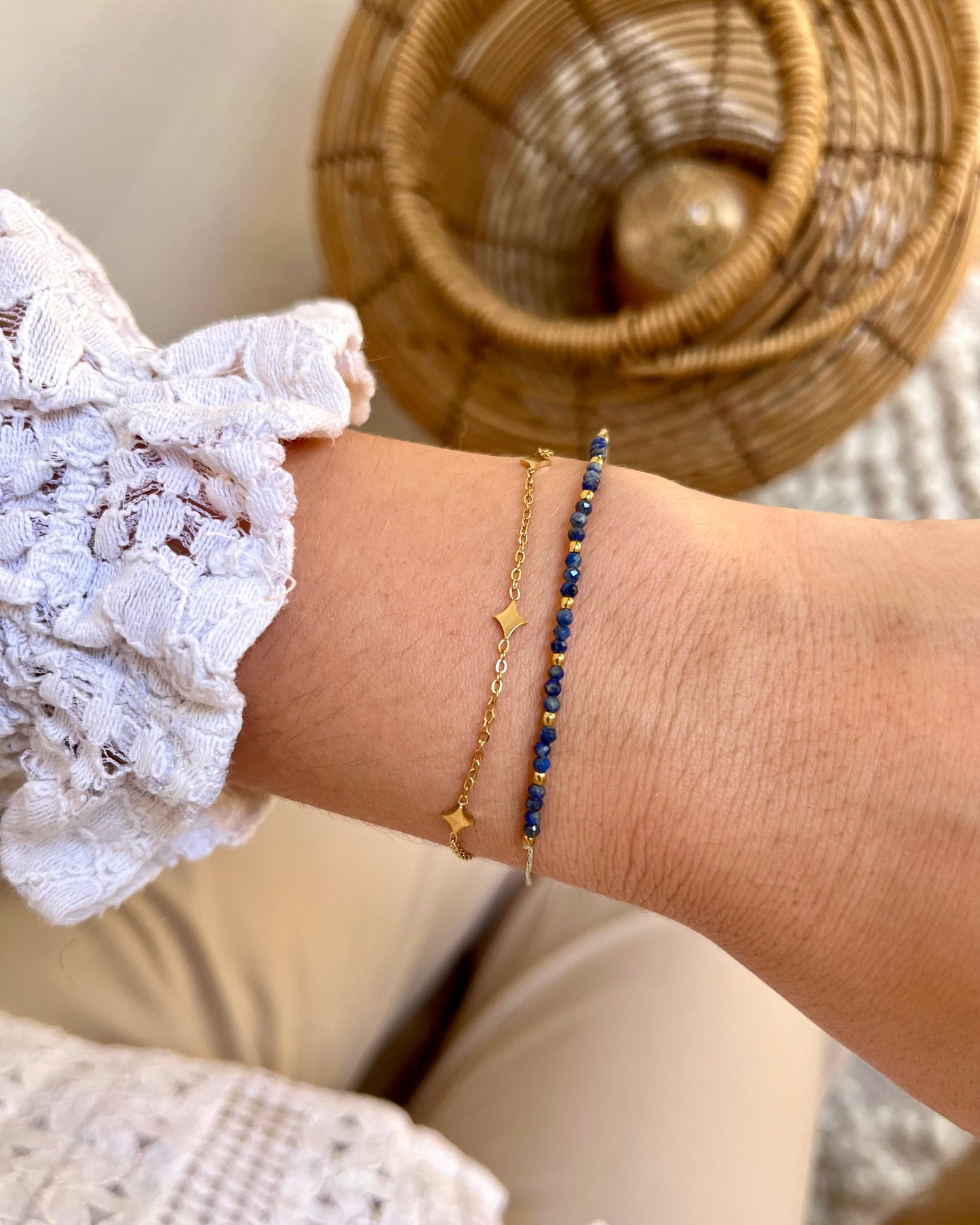 Bracelet double étoile pierre naturelle LOUISE