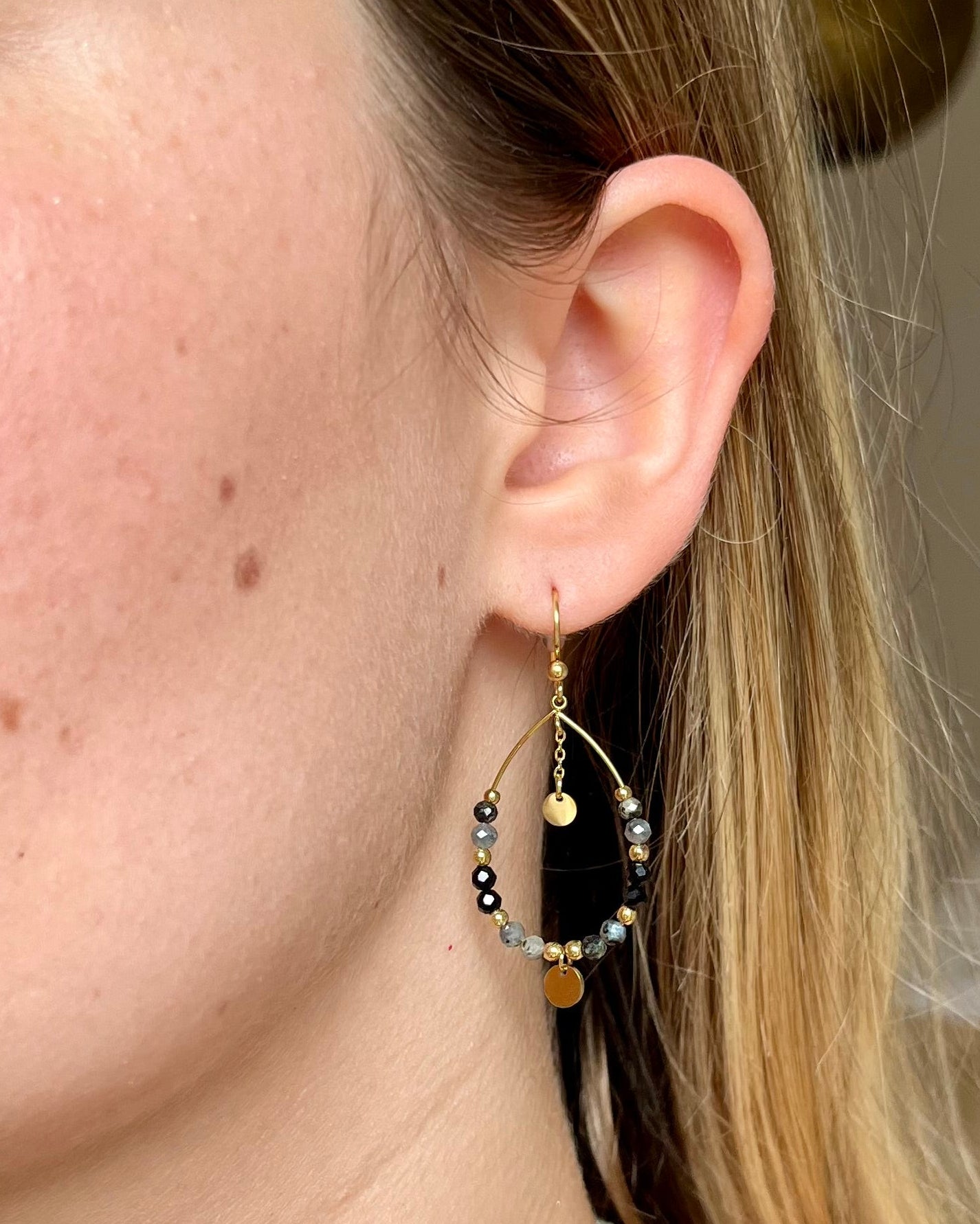 Boucles d'oreilles pierres naturelles et pastille PONNY