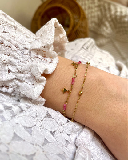 Bracelet double pierres naturelles étoiles CELESTE