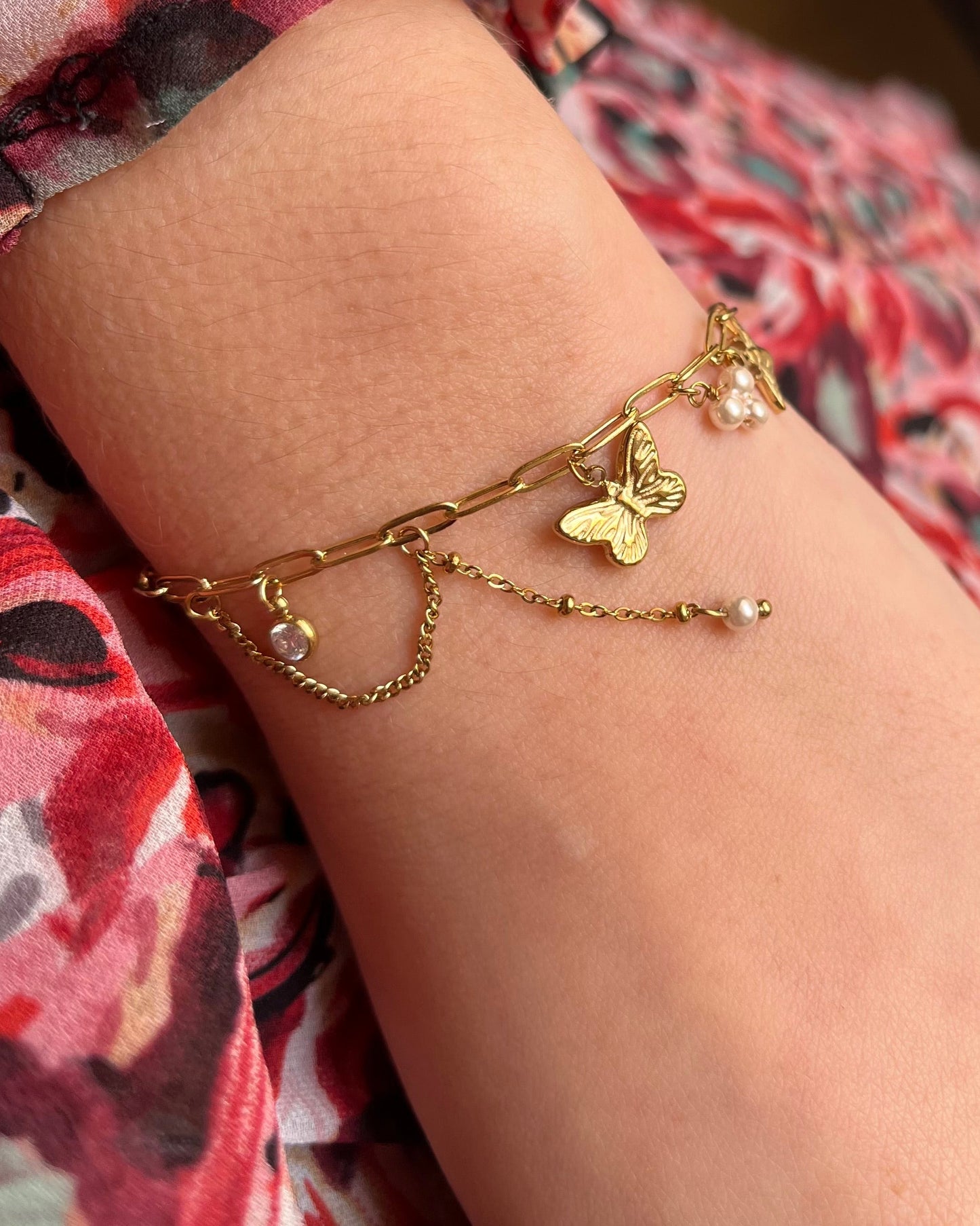 Bracelet breloques élégant en acier inoxydable ALICIA