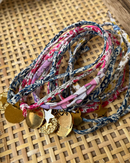 Bracelet liberty personnalisé tissu avec breloque