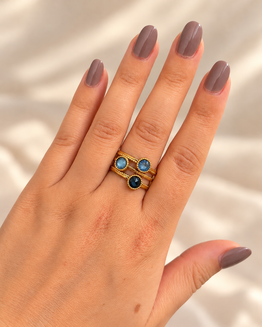 Bague 3 anneaux, ornée de 3 cristaux de Swarovski® DANAE