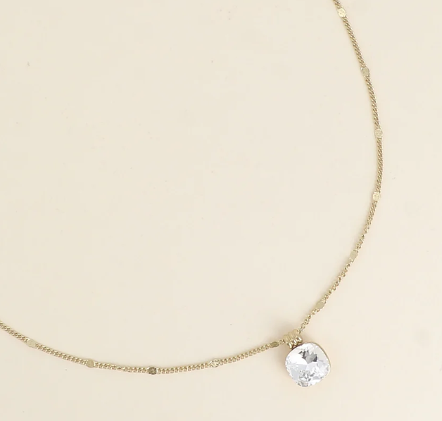Précommande Collier avec cristal carré Swarovski CLARISSE