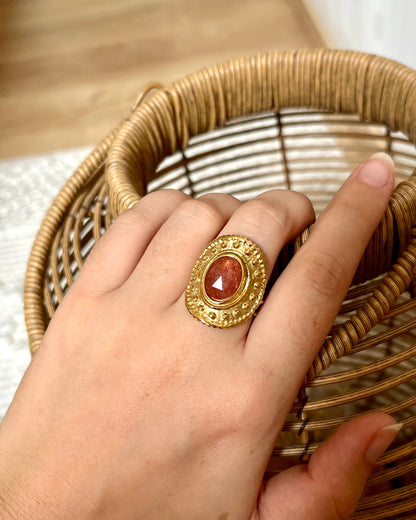 Bague large avec pierre naturelle ESMERALDA