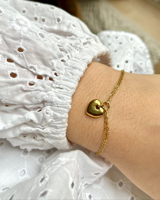 Bracelet double pendentif coeur Acier inoxydable ALDA