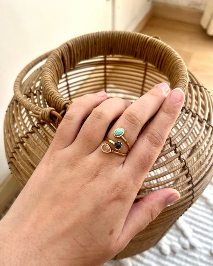 Bague élégante 3 pierres naturelles GEMMYO