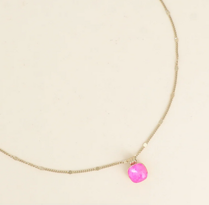 Précommande Collier avec cristal carré Swarovski CLARISSE