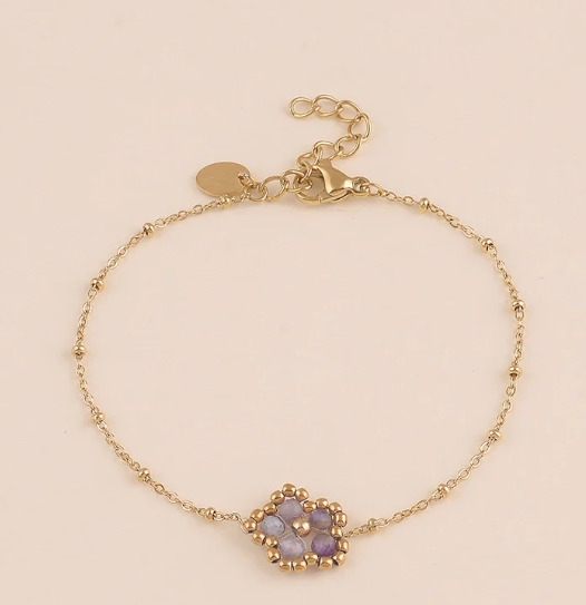 Bracelet doré fleur en pierres naturelles DAHLIA