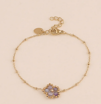 Bracelet doré fleur en pierres naturelles DAHLIA