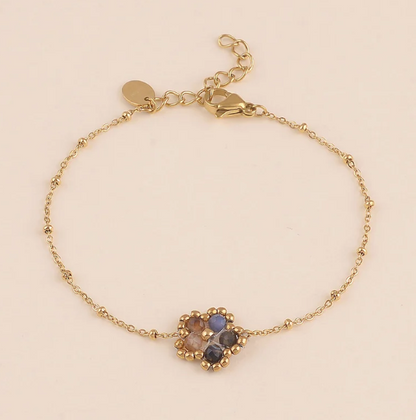 Bracelet doré fleur en pierres naturelles DAHLIA
