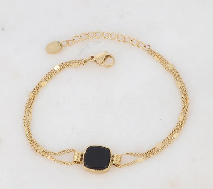Bracelet double rang pierre naturelle carré CLEOFINA