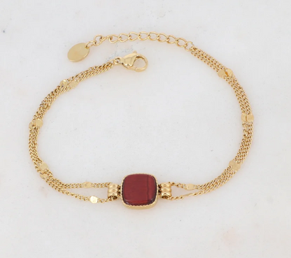 Bracelet double rang pierre naturelle carré CLEOFINA