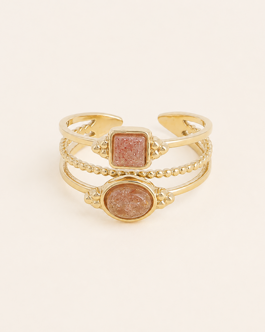 Bague double en pierres naturelles TESSA