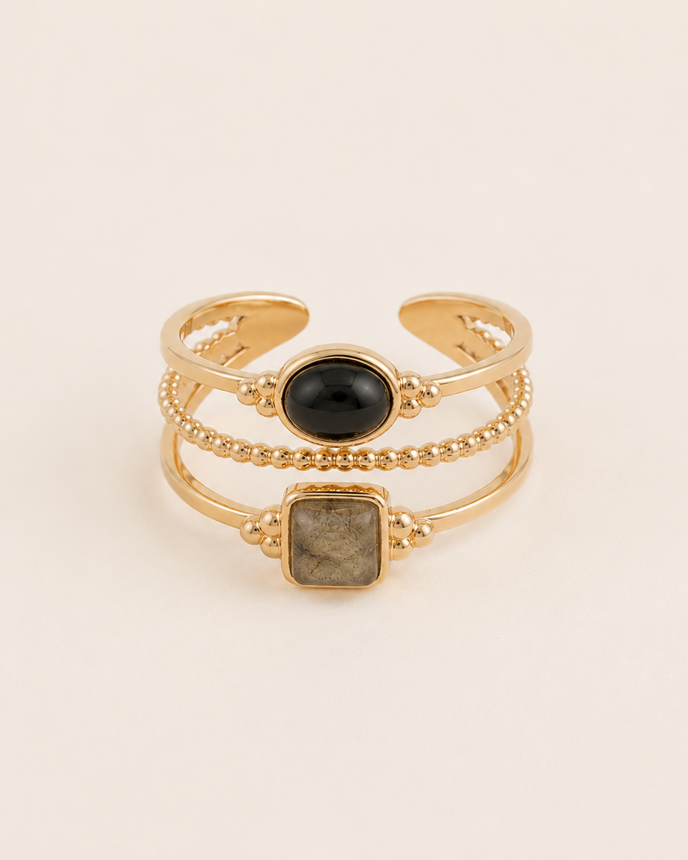 Bague double en pierres naturelles TESSA