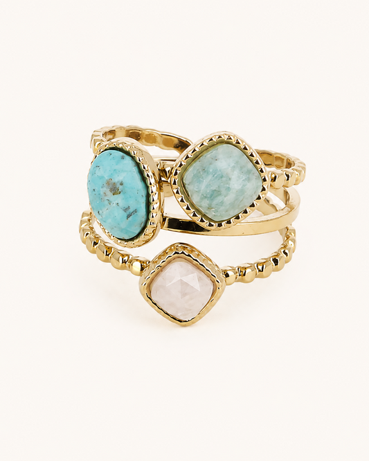 Bague avec 3 pierres naturelles GAIA