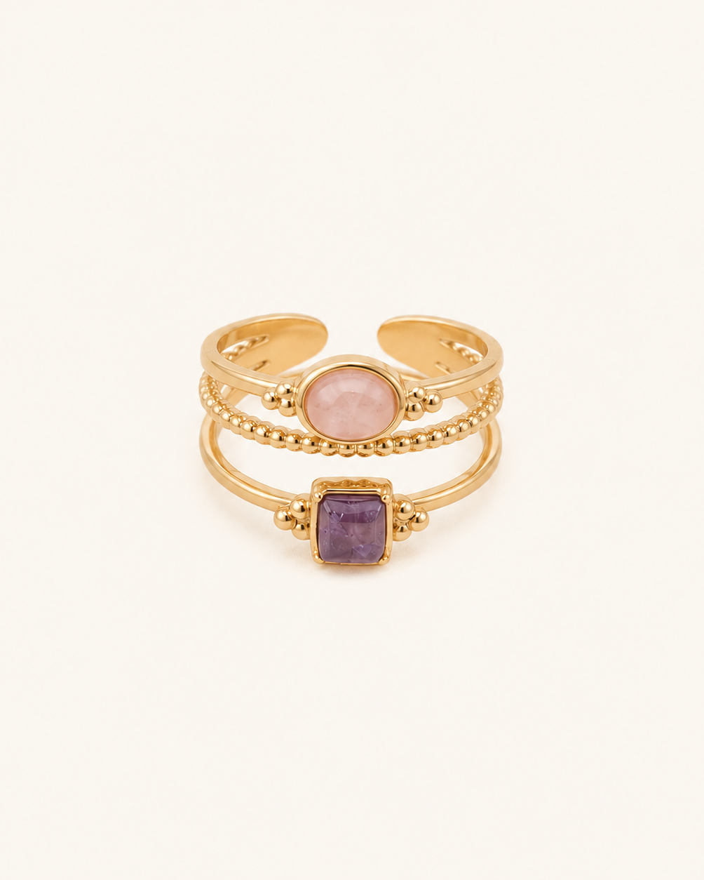 Bague double en pierres naturelles TESSA