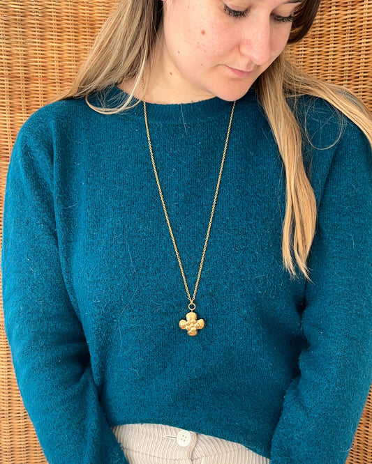 Sautoir fleur doré en acier inoxydable NALA