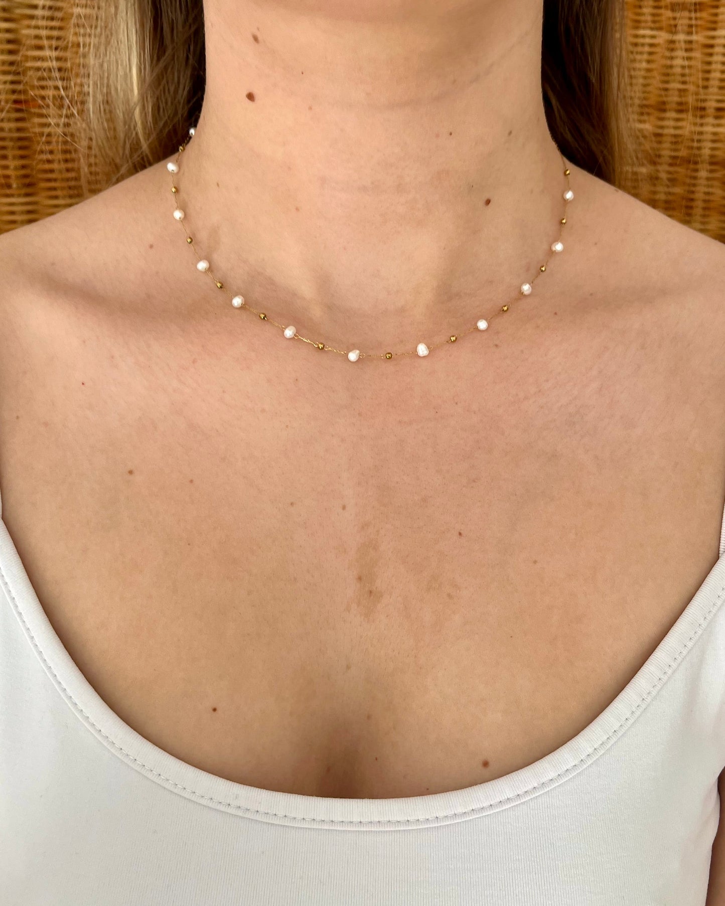 Collier perles d'eau douce blanches élégant NOA