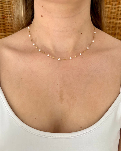 Collier perles d'eau douce blanches élégant NOA
