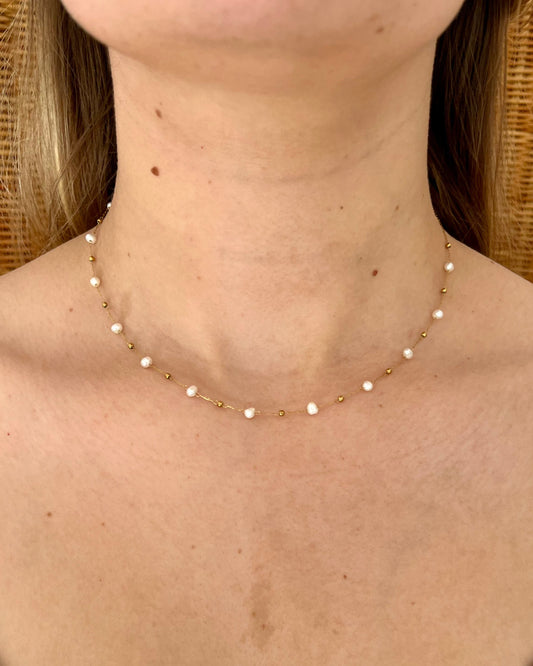 Collier perles d'eau douce blanches élégant NOA