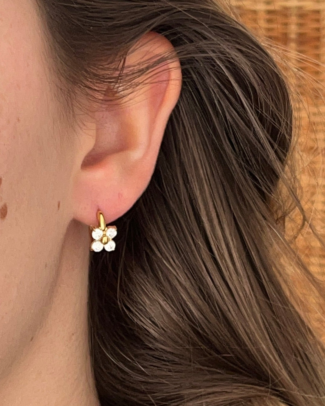 Créoles dorées avec fleur en strass DOMITILLE