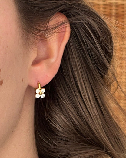 Créoles dorées avec fleur en strass DOMITILLE