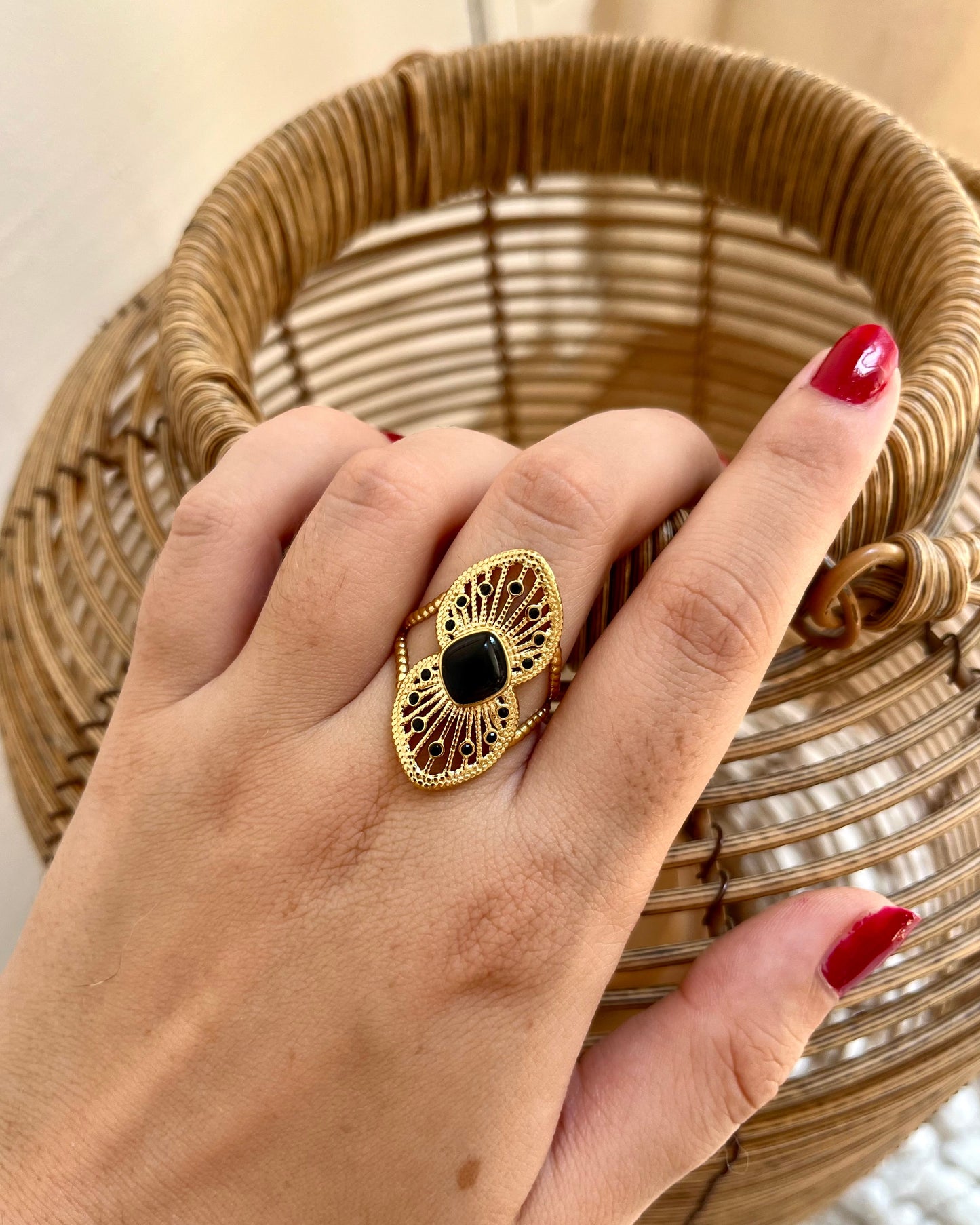 Bague strass et pierre naturelle ASTRID