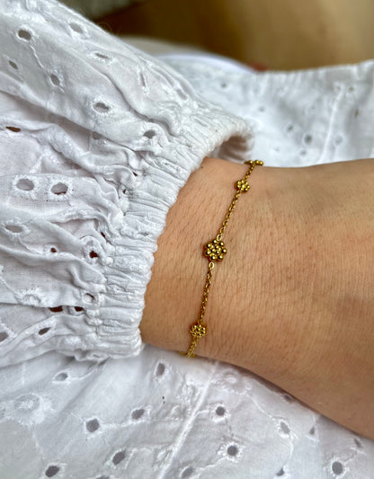 Bracelet doré avec petites fleurs acier inoxydable - MELISSA
