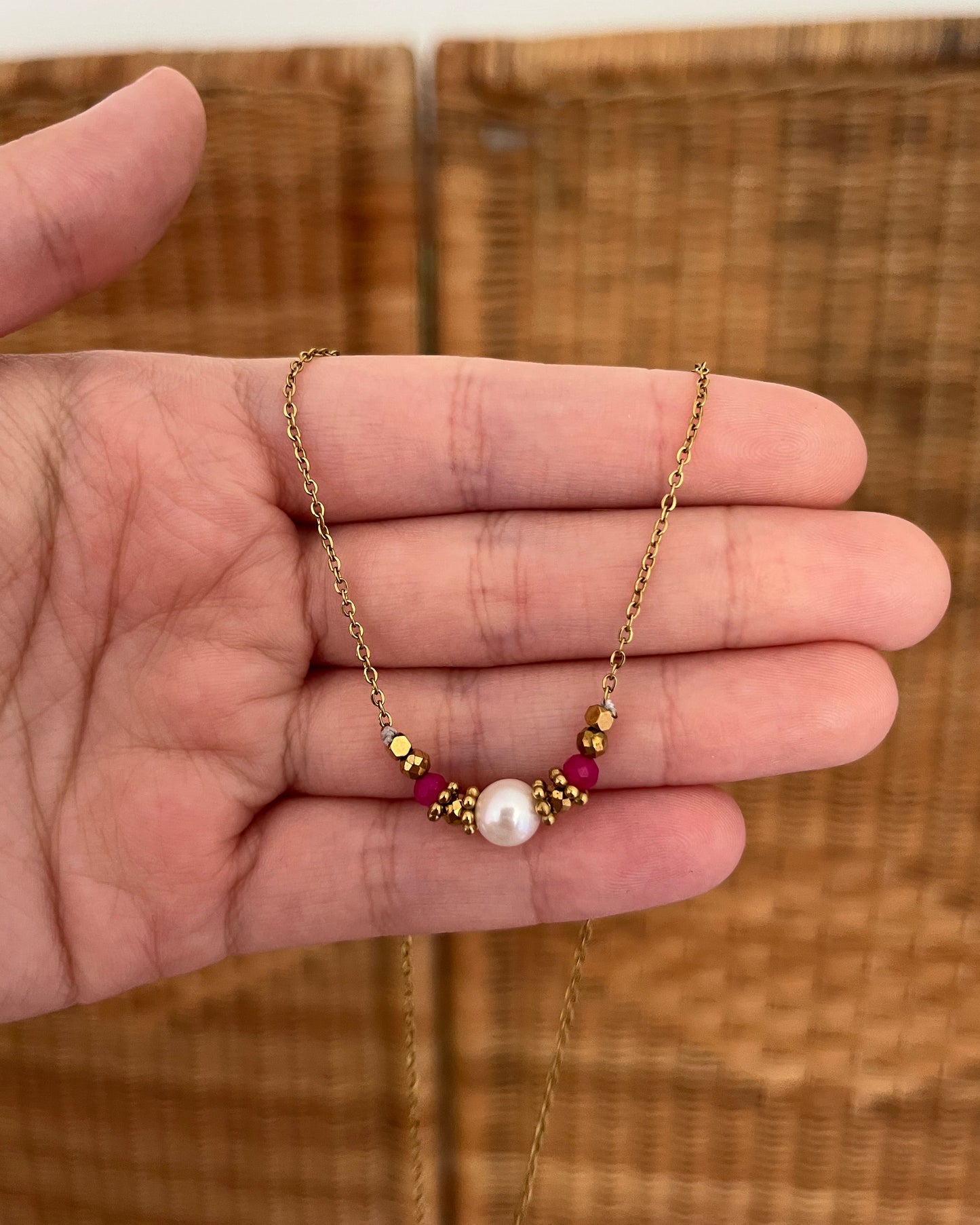 Collier perle et pierres naturelles SONALI