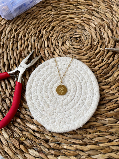 Collier FLEUR de naissance personnalisé