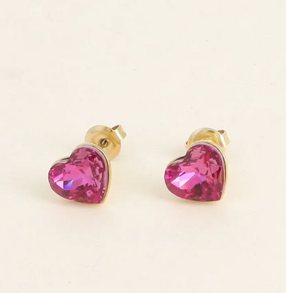 Précommande Puces coeur avec cristal de Swarovski COCO