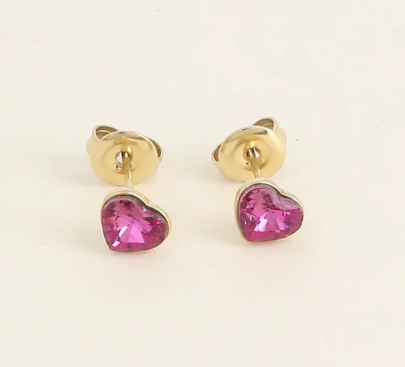 Précommande Puces coeur avec cristal de Swarovski COCO MINI